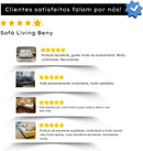 Sofá Living Beny 3 Lugares Linho Bege Fixo Sala Base Madeira