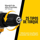 Furadeira e Parafusadeira de Impacto Sem Fio 48V com LED 2 Baterias Recarregáveis Bi-volt e Acessórios Maleta Completa para Uso Profissional e Doméstico