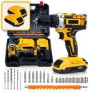 Furadeira e Parafusadeira de Impacto Sem Fio 48V com LED 2 Baterias Recarregáveis Bi-volt e Acessórios Maleta Completa para Uso Profissional e Doméstico