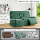 ULTICOR Sofá Reclinável Jacquard com Design Retrô, 2 Lugares, Lavável, Verde